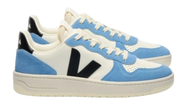 Veja Women V-10 Leather Pure Black Aqua