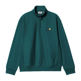 Pull Carhartt WIP Unisexe Half Zip American Script Malachite
