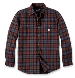 Shirts Carhartt Men Flannel Plaid Shirt Mocha