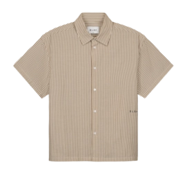 Shirt Olaf Hussein Men Boxy Seersucker Stripe SS Cinnamon Brown