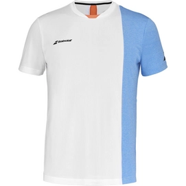 Tennisshirt Babolat Herren Play Crew Neck Tee White Blithe Blue Heather