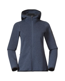 Sweatjacke Bergans Kamphaug Knitted Hoodie Damen Granite Blue