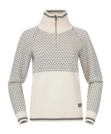 Pullover Bergans Alvdal Wool Half Zip Damen Vanilla White/Solid Dark Grey