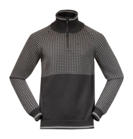 Pullover Bergans Alvdal Wool Half Zip Herren Solid Dark Grey/Vanilla White