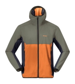 Jacket Bergans Men Vaagaa Windbreaker Jacket Faded Orange/Green Mud/Navy Blue