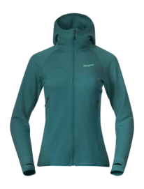 Zip Sweatshirt Bergans Women Tind Merino Hood Jacket Malachite Green