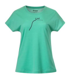 T-Shirt Bergans Women Tind Altitude Merino Tee Light Malachite Green/Navy Blue Steep Peak