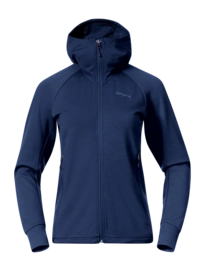Zip Sweatshirt Bergans Women Rabot Merino Tech Midlayer Hoodie Navy Blue 25