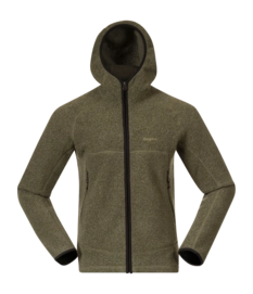 Sweatjacke Bergans Vaagaa Merino Terry Midlayer Hoodie Herren Green Mud