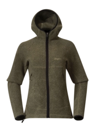 Zip Sweatshirt Bergans Women Vaagaa Merino Terry Midlayer Hoodie Green Mud