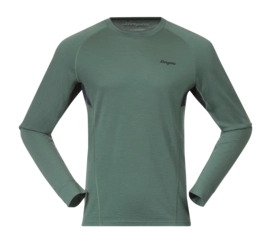 T-Shirt Manches Longues Bergans Homme Inner: Pure Merino Long Sleeve Dark Jade Green/Navy Blue