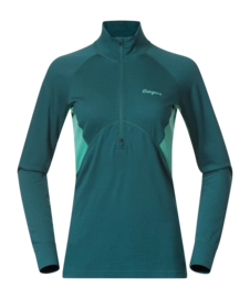 Pull Bergans Femme Inner: Pure Merino Half Zip Malachite Green/Light Malachite Green