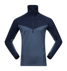 Pullover Bergans Inner: Dual Merino Half Zip Herren Granite Blue/Navy Blue