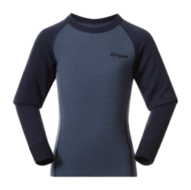 T-Shirt Manches Longues Bergans Enfant Inner: Dual Merino Kids Long Sleeve Granite Blue/Navy Blue