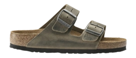 Slipper Birkenstock Arizona Soft Footbed Natural Leather Oiled Faded Khaki Narrow