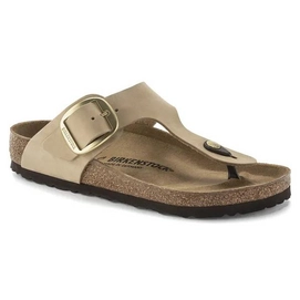 Slipper Birkenstock Gizeh Big Buckle Nubuck Leather Damen Sandcastle Narrow