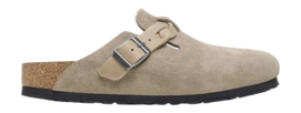 Clogs Birkenstock Boston Braided Suede Leather Damen Taupe Narrow