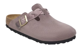 Clogs Birkenstock Boston Braided Suede Leather Damen Faded Purple Narrow