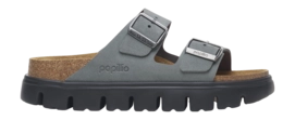 Slipper Birkenstock Arizona Papillio Chunky Suede Leather Damen Basalt Gray Black Narrow