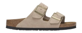 Slipper Birkenstock Arizona Suede Leather Damen Sandcastle Narrow