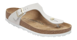 Slipper Birkenstock Women Gizeh Nubuck Leather Antique White Narrow