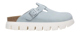 Sabots Birkenstock Femme Boston Papillio Chunky Suede Leather Baby Blue Narrow