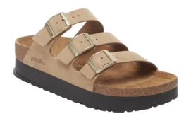 Sandalen Birkenstock Florida III Papillio Flex Platform Nubuck Leather Damen Sandcastle Narrow