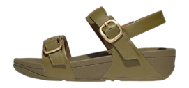 FitFlop Women Lulu Adjustable Sandal Leather Camo-Green