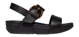 FitFlop Women Lulu Resin-Buckle Leather Back-Strap Sandals All Black 25