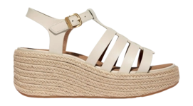Sandalen FitFlop Platfforms Espadrille Leather Fisherman Wedge Sandals Damen Paris Beige