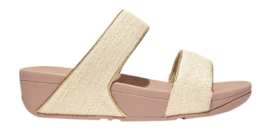 FitFlop Women Lulu Shimmerweave Slides Stone Beige Mix