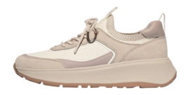 Baskets FitFlop Women F-Mode Suede/Knit Flatform Slip-On Laced Sneakers Stone Beige/Cream