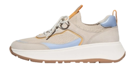 Baskets FitFlop Women F-Mode Suede/Knit Flatform Slip-On Laced Sneakers Paris Beige/Skywash Blue