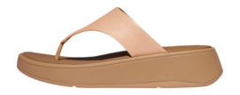 Tongs FitFlop Femme F-Mode Leather Flatform Toe-Post Sandals Sandy Beige