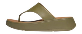 FitFlop Women F-Mode Leather Flatform Toe-Post Sandals Camo-Green