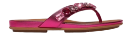 FitFlop Women Gracie Jewel-Deluxe Metallic-Leather Flip-Flops Metallic Wild Raspberry