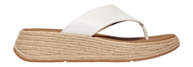 FitFlop Women F-Mode Espadrille Leather Flatform T/Post Sandals Urban White