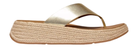 FitFlop Women F-Mode Espadrille Leather Flatform T/Post Sandals Platino