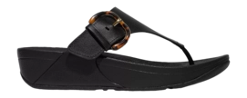 FitFlop Women Lulu Resin-Buckle Leather Toe-Post Sandals All Black