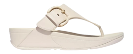 Tongs FitFlop Women Lulu Resin-Buckle Leather Toe-Post Sandals Paris Beige