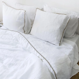 Bettwäsche Passion for Linen Felice White-Stitching Sand Gewaschenes Leinen