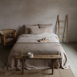 Bettwäsche House in Style Solden Beige-White Gekämmter Baumwollflanell