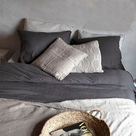 KissenbezügePassion for Linen Sofie Dark Grey Gewaschenes Leinen - Baumwollsatin