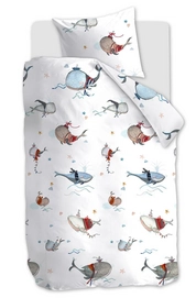 Bettwäsche Hanneke de Jager Bettwäsche Whaletastic Blau Baumwolle