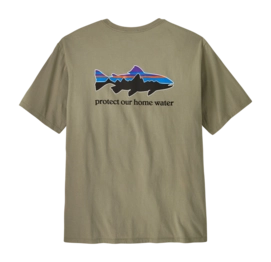 T-Shirt Patagonia Men Home Water Trout Organic River Rock Green
