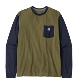 Longsleeve Patagonia Unisex Shop Sticker Pocket Responsibili-Tee Tent Green