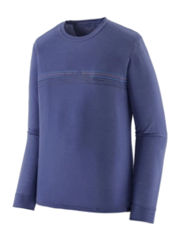 Long Sleeve T-Shirt Patagonia Men Capilene Cool Merino Blend Graphic Shirt Strata Stripe: Solstice Purple