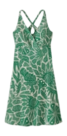 Jurk Patagonia Women Amber Dawn Dress Bees and Flowers: Heartleaf Green