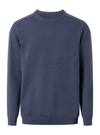 Jumper KnowledgeCotton Apparel Men Plain Knitted Crew Neck Vintage Indigo