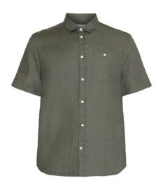 Chemise Knowledge Cotton Apparel Homme Regular Linen Short Sleeved Burned Olive